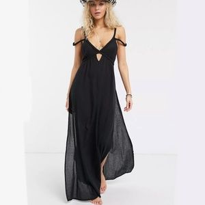 ASOS DESIGN braid maxi beach dress in textured black